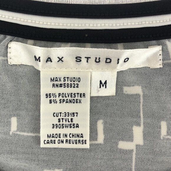 Max Studio Black & White Geometric Print Short Sleeve Midi Dress - Picture 10 of 11